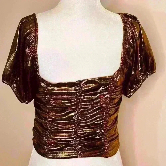Bronze Metallic peasant blouse - Picture 3 of 4